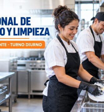 Personal profesional de lavado y limpieza trabajando en una cocina de restaurante